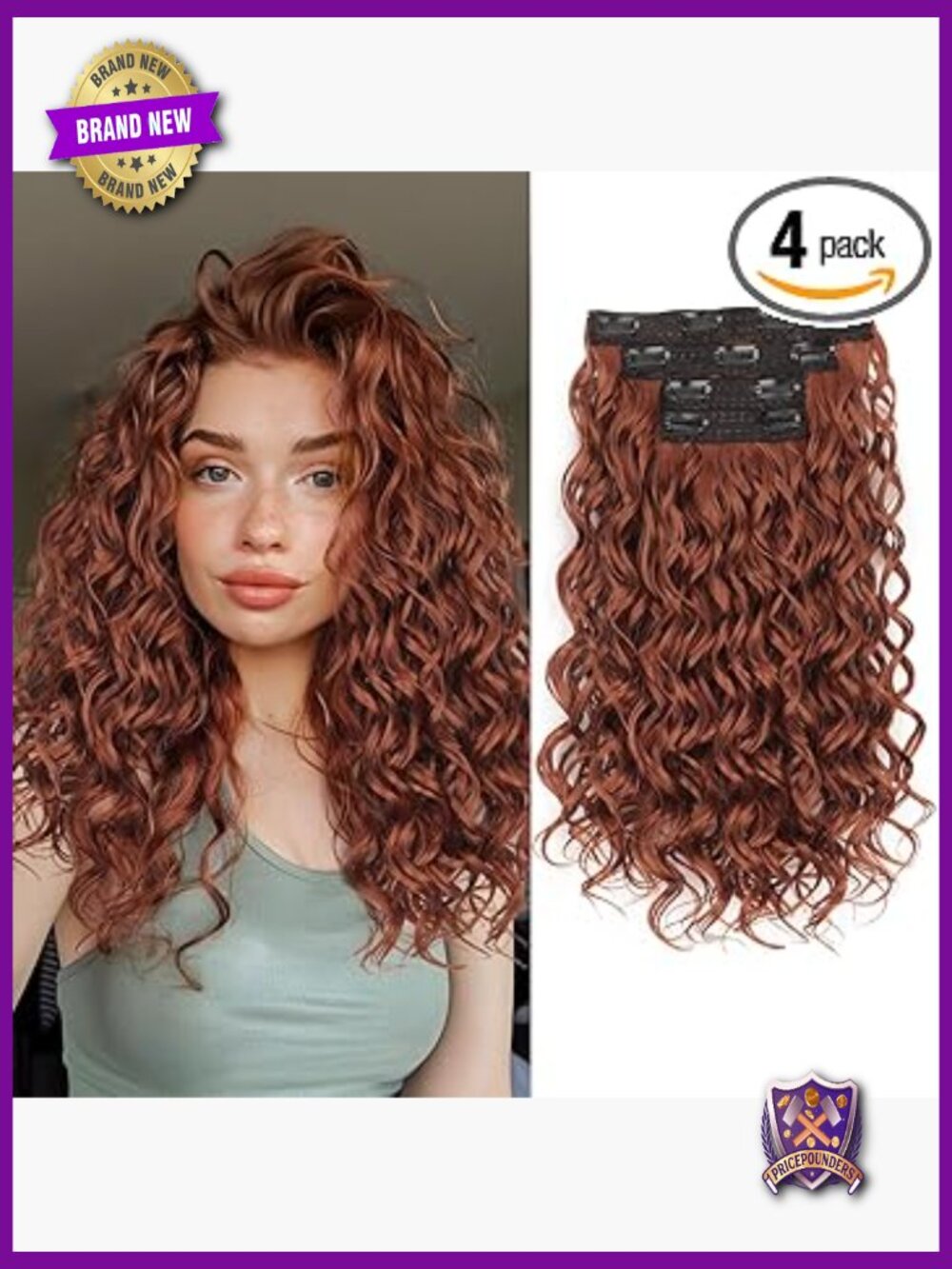 4pcs Clip In Curly Hair Extensions 16in Full Head